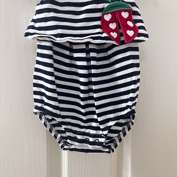 Florence Eiseman Black Striped Ladybug Romper Girls Size 6 Months - Picture 3 of 10